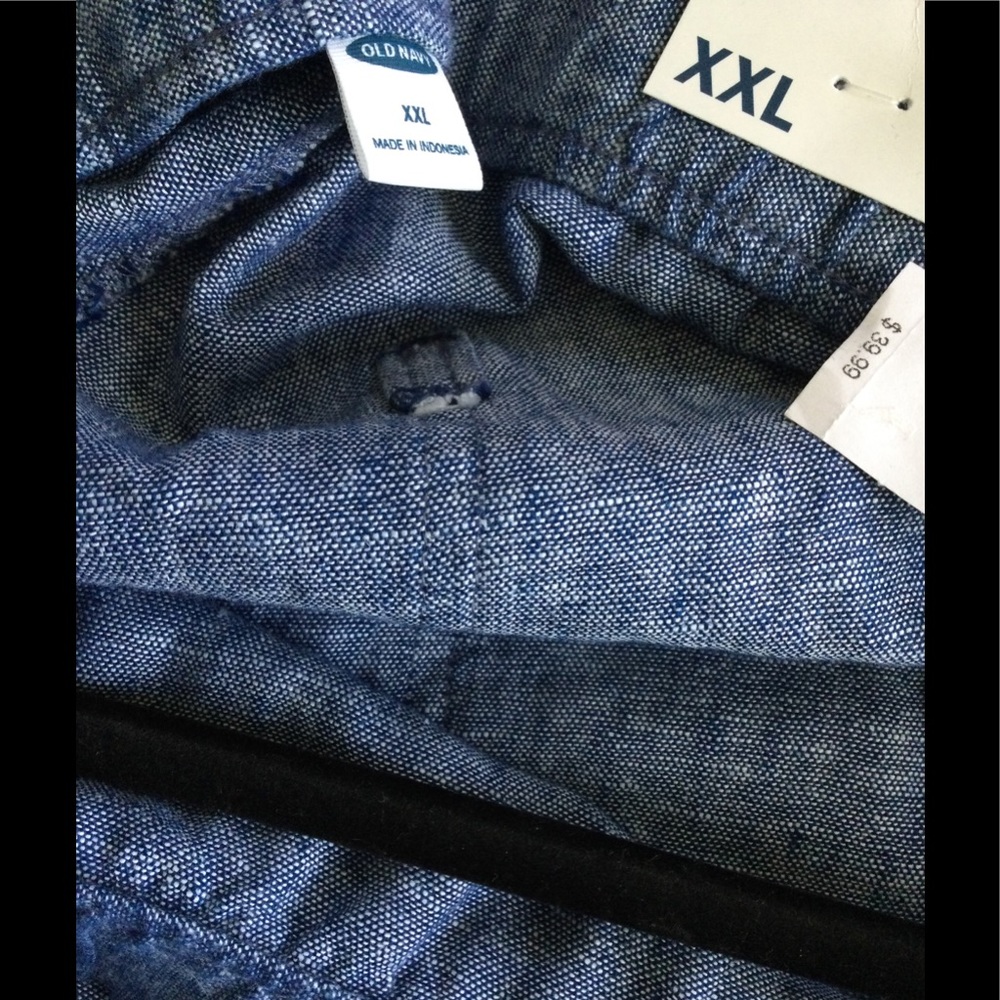 NEW OLD NAVY (Size 2X) Linen Blend Denim Appearance Draw Adjustable String Pants - Picture 5 of 9